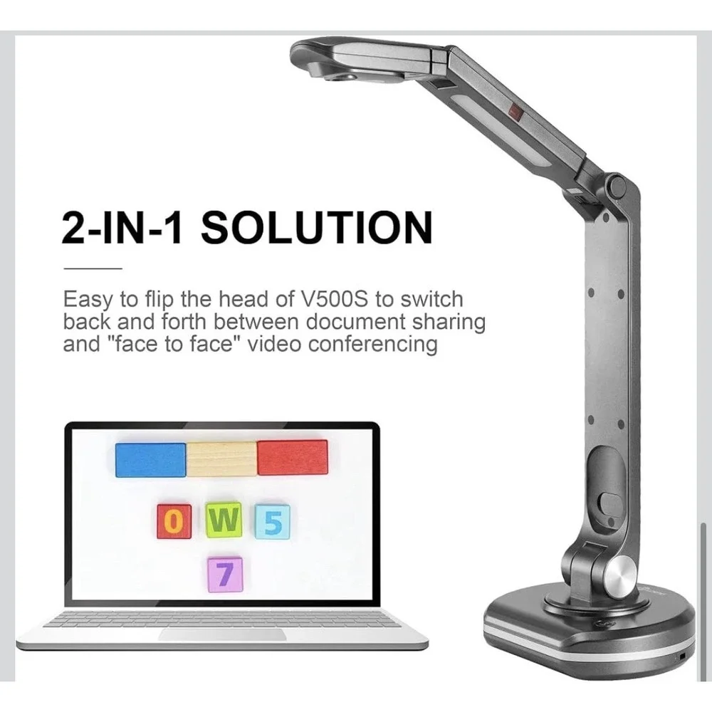 4N27/V500S 8MP Document Camera for Teachers, USBVisualiser for A3 Size, LELight,